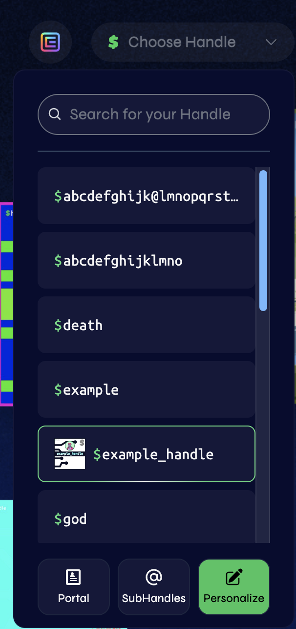 Select handle with personalization